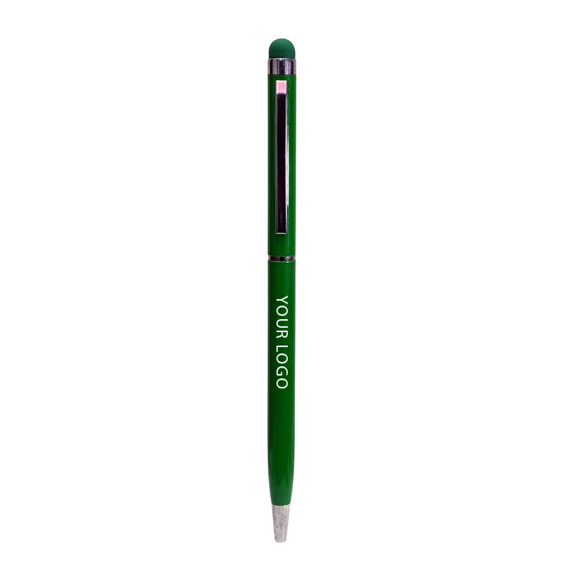 Metal Slim Pen - Green Color With Sliver Plated Clip & Tip